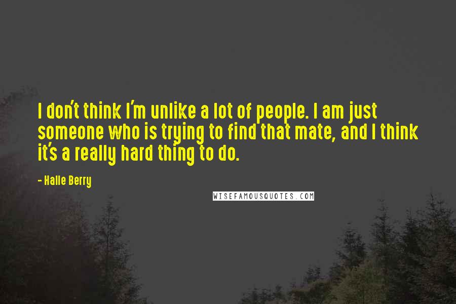 Halle Berry Quotes: I don't think I'm unlike a lot of people. I am just someone who is trying to find that mate, and I think it's a really hard thing to do.