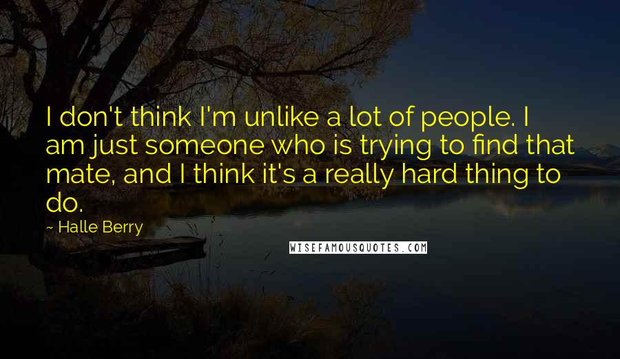 Halle Berry Quotes: I don't think I'm unlike a lot of people. I am just someone who is trying to find that mate, and I think it's a really hard thing to do.