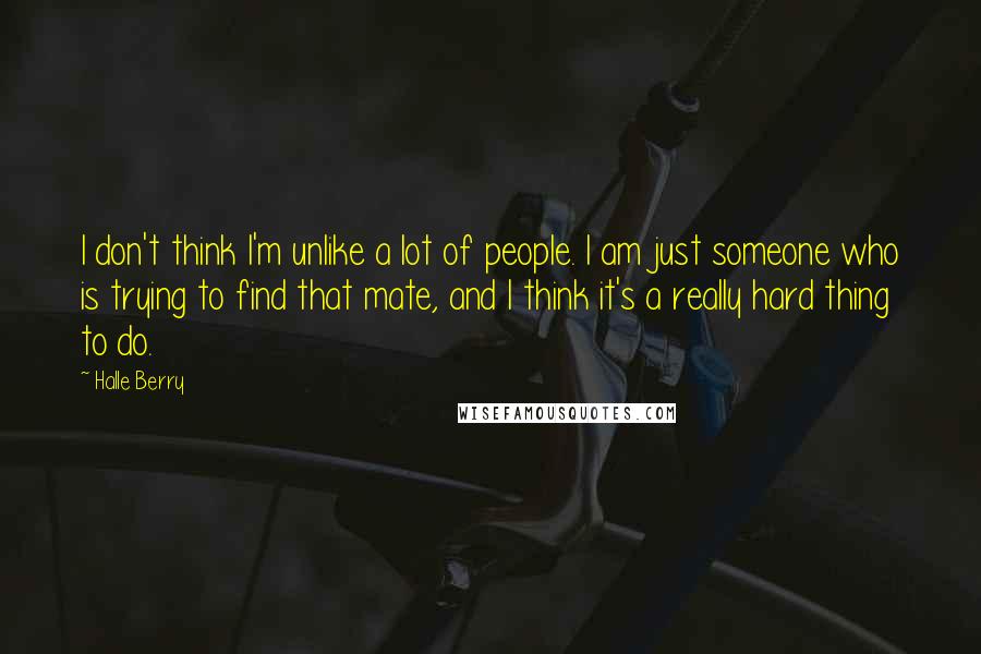 Halle Berry Quotes: I don't think I'm unlike a lot of people. I am just someone who is trying to find that mate, and I think it's a really hard thing to do.