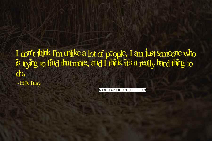 Halle Berry Quotes: I don't think I'm unlike a lot of people. I am just someone who is trying to find that mate, and I think it's a really hard thing to do.