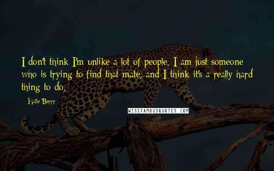 Halle Berry Quotes: I don't think I'm unlike a lot of people. I am just someone who is trying to find that mate, and I think it's a really hard thing to do.