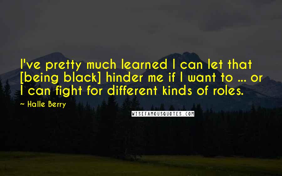Halle Berry Quotes: I've pretty much learned I can let that [being black] hinder me if I want to ... or I can fight for different kinds of roles.