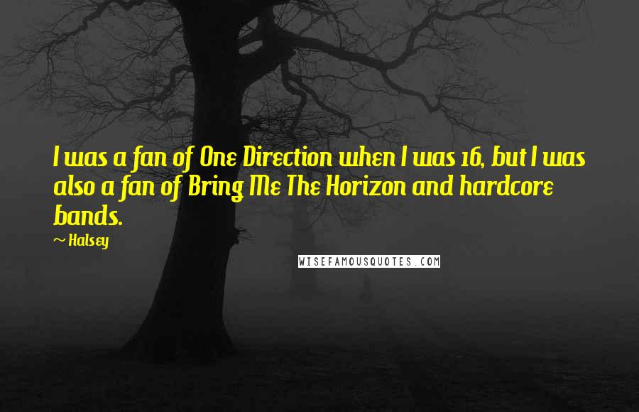 Halsey Quotes: I was a fan of One Direction when I was 16, but I was also a fan of Bring Me The Horizon and hardcore bands.