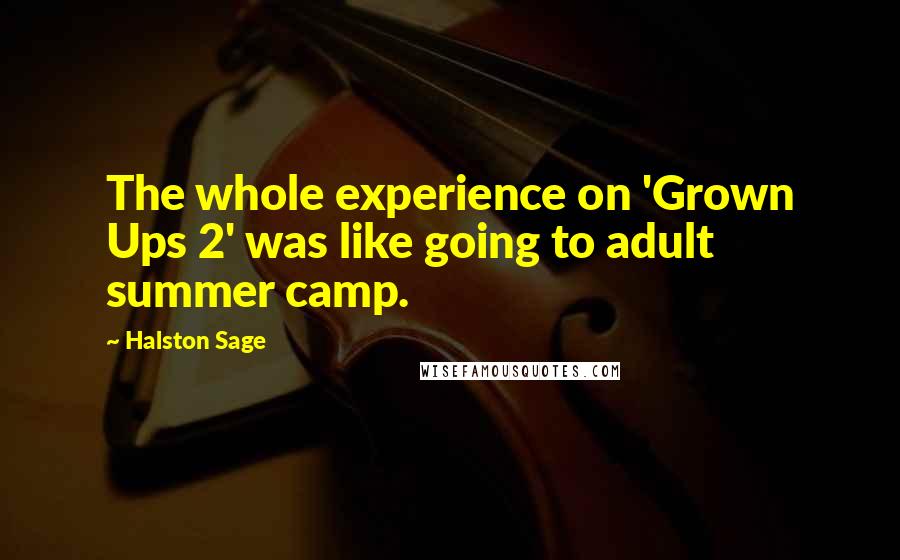 Halston Sage Quotes: The whole experience on 'Grown Ups 2' was like going to adult summer camp.