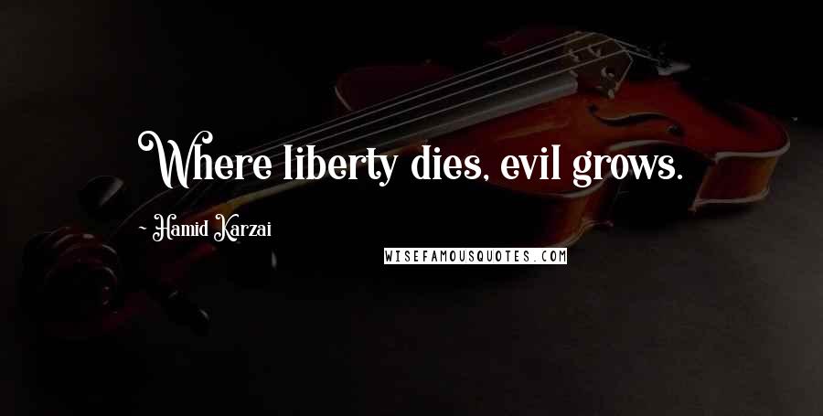 Hamid Karzai Quotes: Where liberty dies, evil grows.