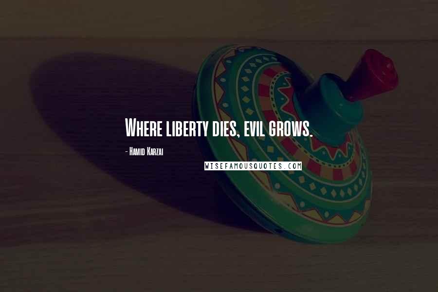 Hamid Karzai Quotes: Where liberty dies, evil grows.