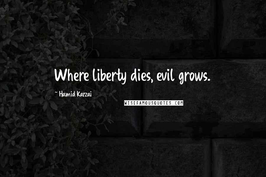 Hamid Karzai Quotes: Where liberty dies, evil grows.