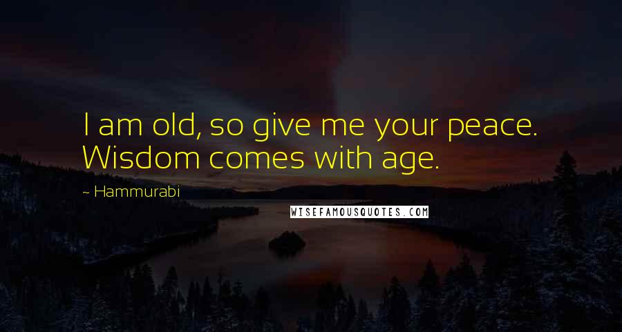 Hammurabi Quotes: I am old, so give me your peace. Wisdom comes with age.