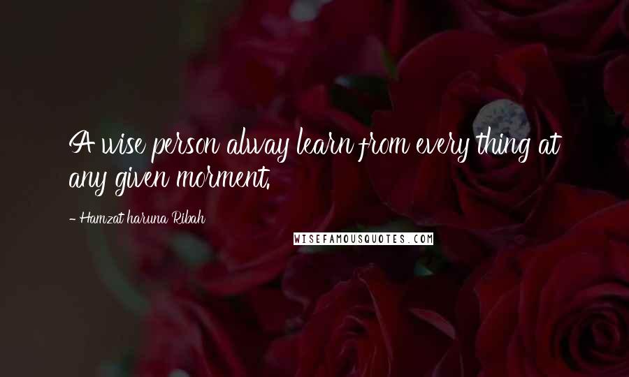 Hamzat Haruna Ribah Quotes: A wise person alway learn from every thing at any given morment.
