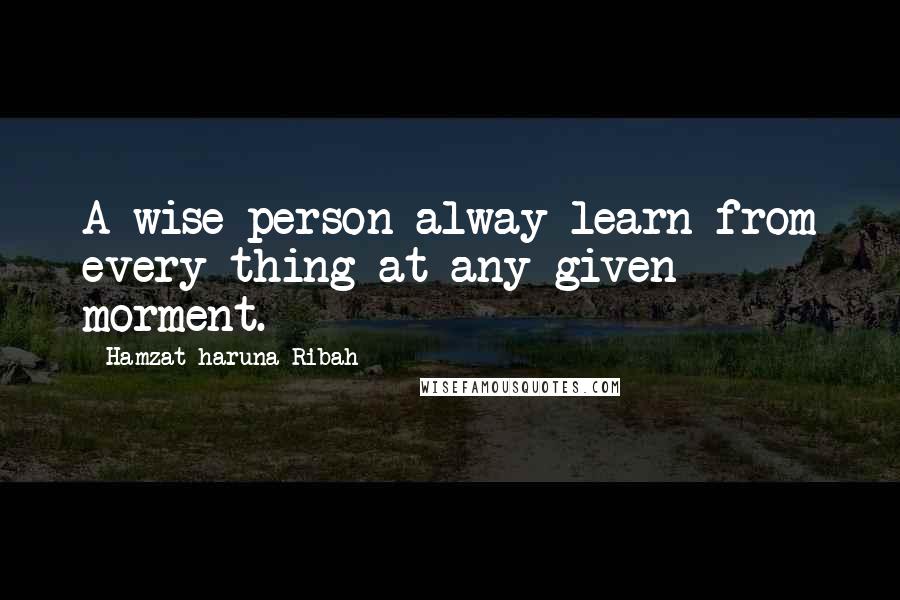 Hamzat Haruna Ribah Quotes: A wise person alway learn from every thing at any given morment.