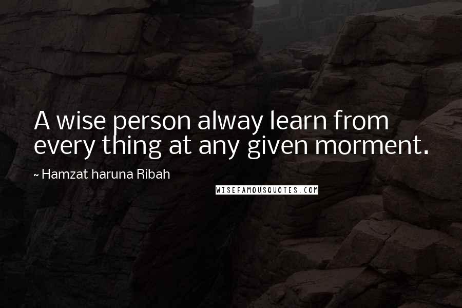 Hamzat Haruna Ribah Quotes: A wise person alway learn from every thing at any given morment.