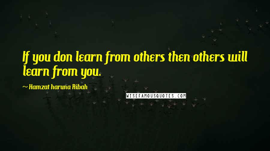 Hamzat Haruna Ribah Quotes: If you don learn from others then others will learn from you.