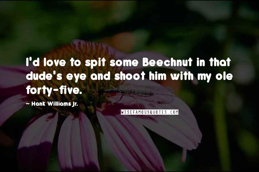 Hank Williams Jr. Quotes: I'd love to spit some Beechnut in that dude's eye and shoot him with my ole forty-five.