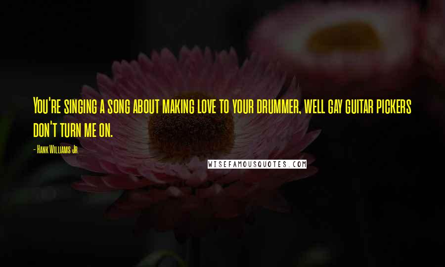 Hank Williams Jr. Quotes: You're singing a song about making love to your drummer, well gay guitar pickers don't turn me on.