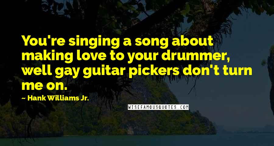 Hank Williams Jr. Quotes: You're singing a song about making love to your drummer, well gay guitar pickers don't turn me on.