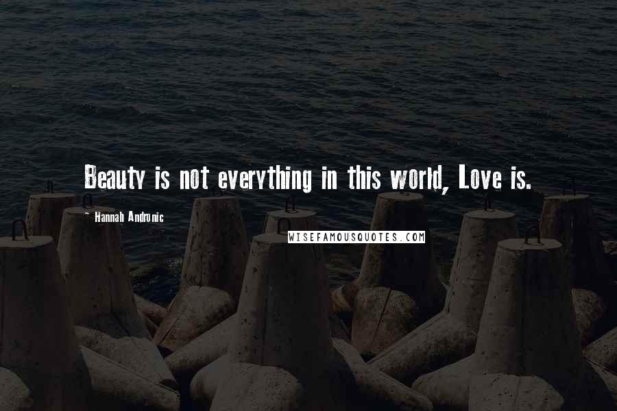 Hannah Andronic Quotes: Beauty is not everything in this world, Love is.