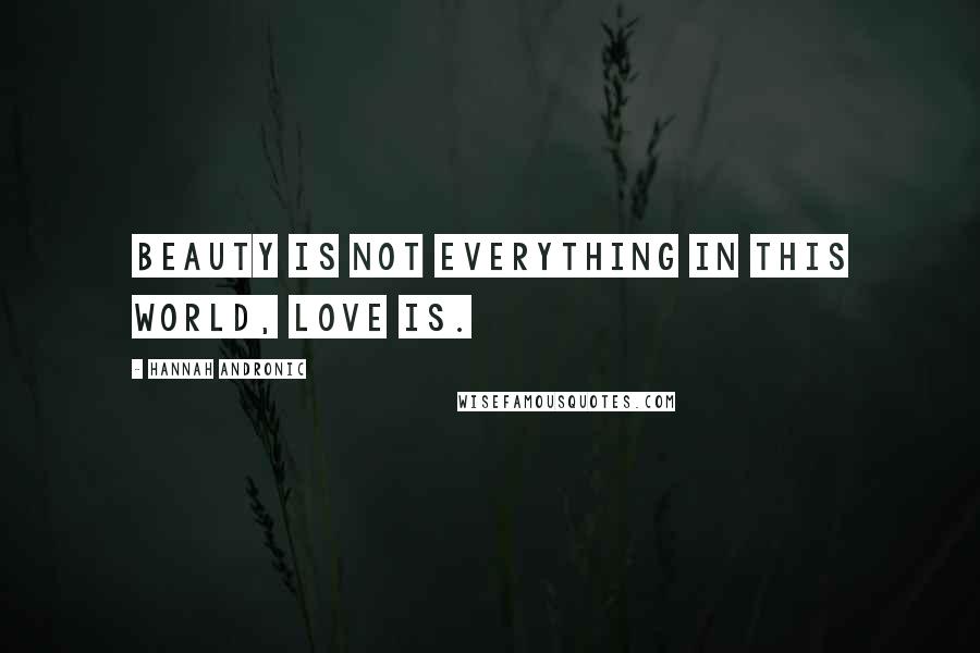 Hannah Andronic Quotes: Beauty is not everything in this world, Love is.