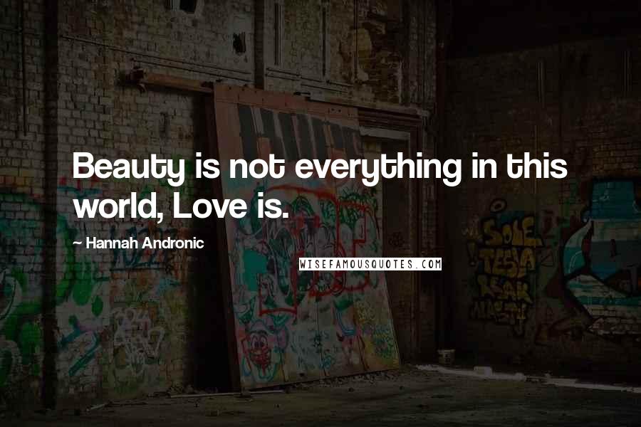 Hannah Andronic Quotes: Beauty is not everything in this world, Love is.