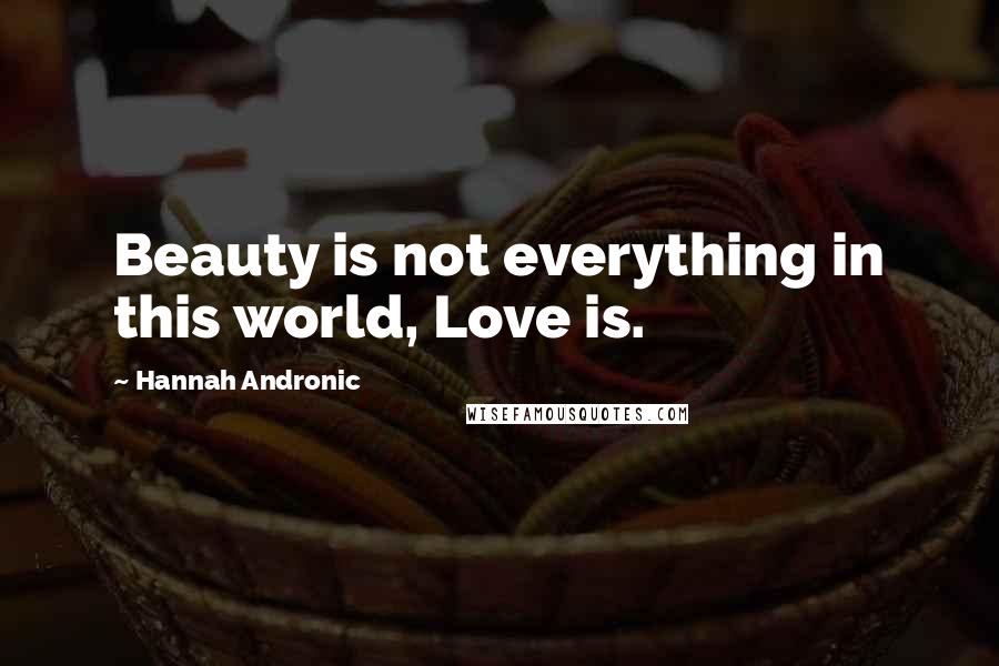 Hannah Andronic Quotes: Beauty is not everything in this world, Love is.