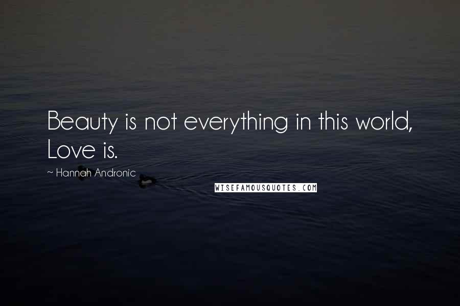 Hannah Andronic Quotes: Beauty is not everything in this world, Love is.