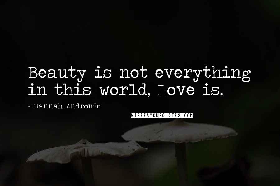 Hannah Andronic Quotes: Beauty is not everything in this world, Love is.