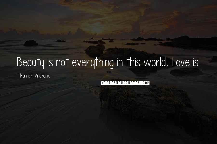 Hannah Andronic Quotes: Beauty is not everything in this world, Love is.