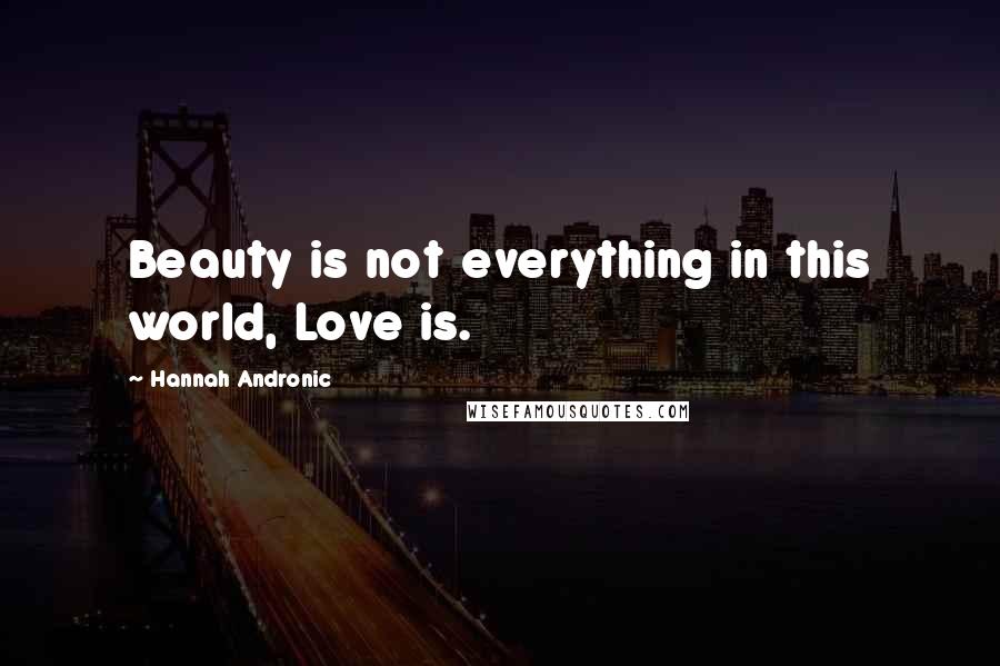 Hannah Andronic Quotes: Beauty is not everything in this world, Love is.