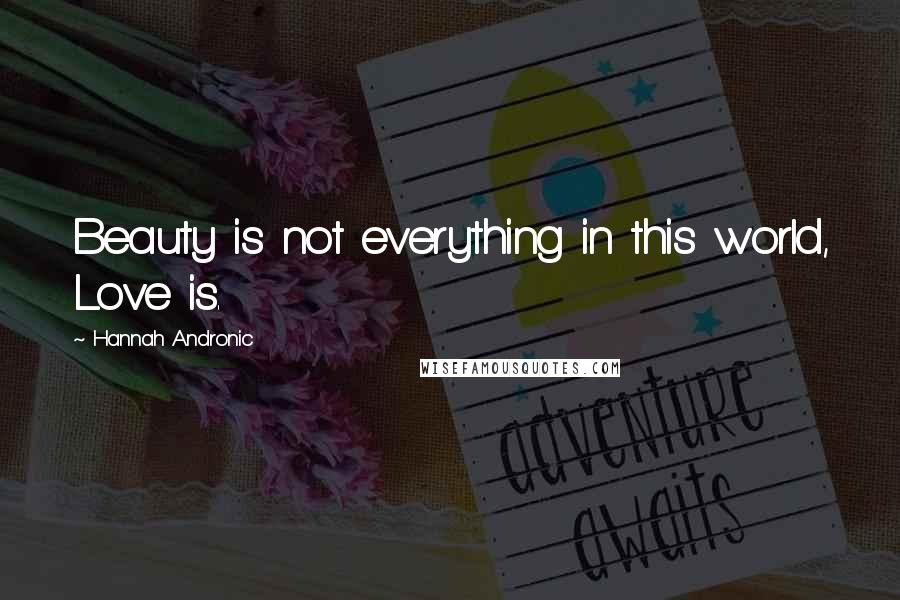 Hannah Andronic Quotes: Beauty is not everything in this world, Love is.