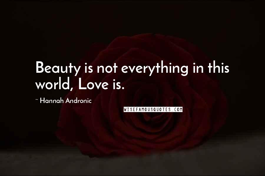 Hannah Andronic Quotes: Beauty is not everything in this world, Love is.