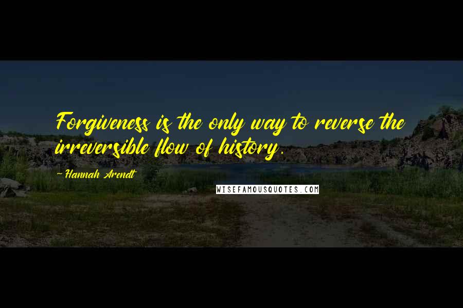 Hannah Arendt Quotes: Forgiveness is the only way to reverse the irreversible flow of history.