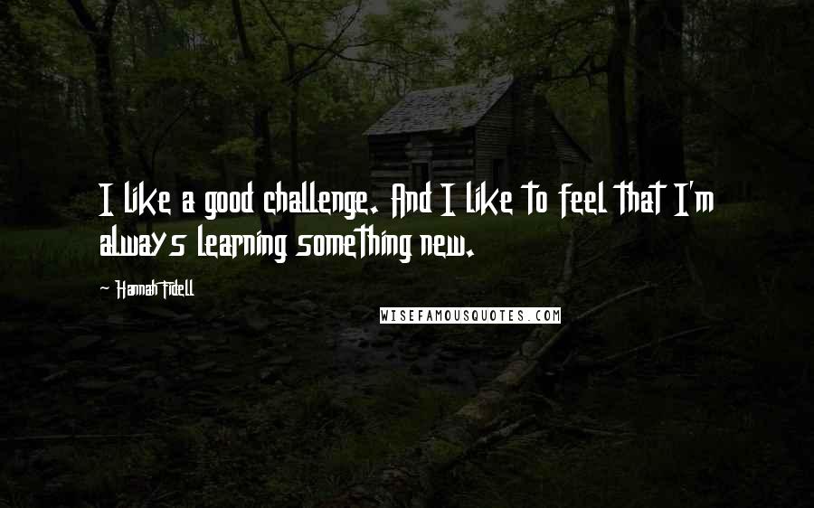 Hannah Fidell Quotes: I like a good challenge. And I like to feel that I'm always learning something new.