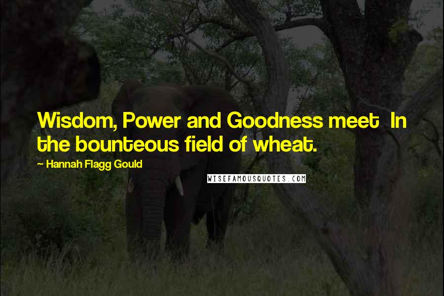 Hannah Flagg Gould Quotes: Wisdom, Power and Goodness meet  In the bounteous field of wheat.