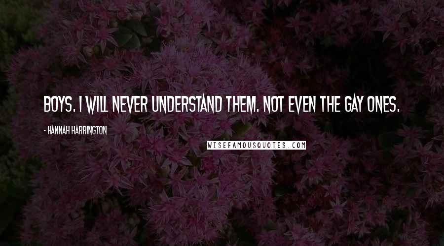 Hannah Harrington Quotes: Boys. I will never understand them. Not even the gay ones.