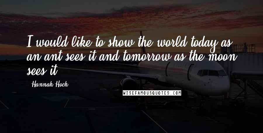 Hannah Hoch Quotes: I would like to show the world today as an ant sees it and tomorrow as the moon sees it.