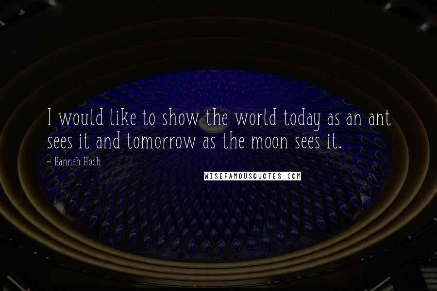 Hannah Hoch Quotes: I would like to show the world today as an ant sees it and tomorrow as the moon sees it.