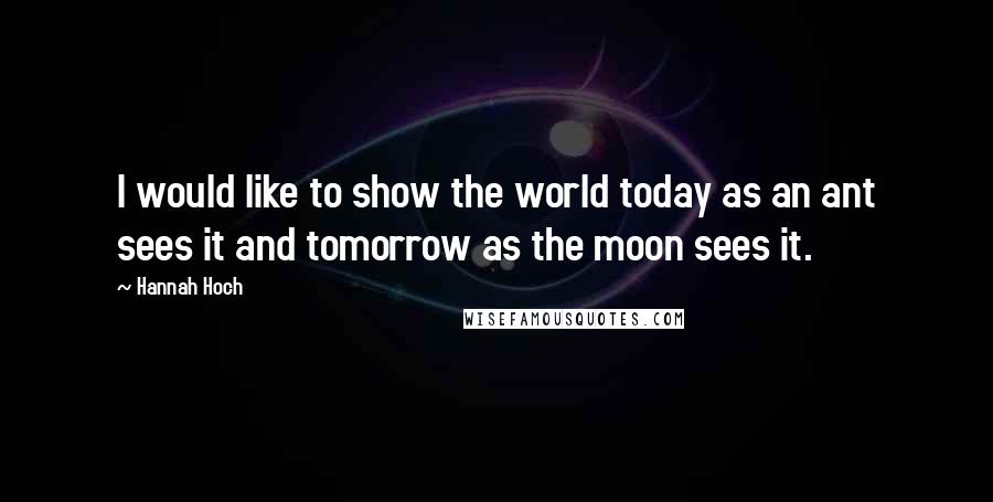 Hannah Hoch Quotes: I would like to show the world today as an ant sees it and tomorrow as the moon sees it.
