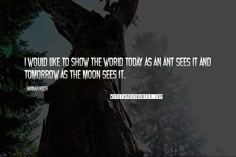 Hannah Hoch Quotes: I would like to show the world today as an ant sees it and tomorrow as the moon sees it.