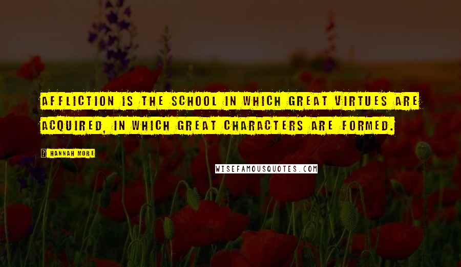 Hannah More Quotes: Affliction is the school in which great virtues are acquired, in which great characters are formed.