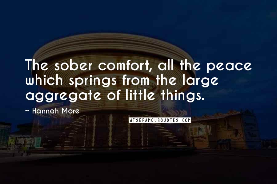 Hannah More Quotes: The sober comfort, all the peace which springs from the large aggregate of little things.