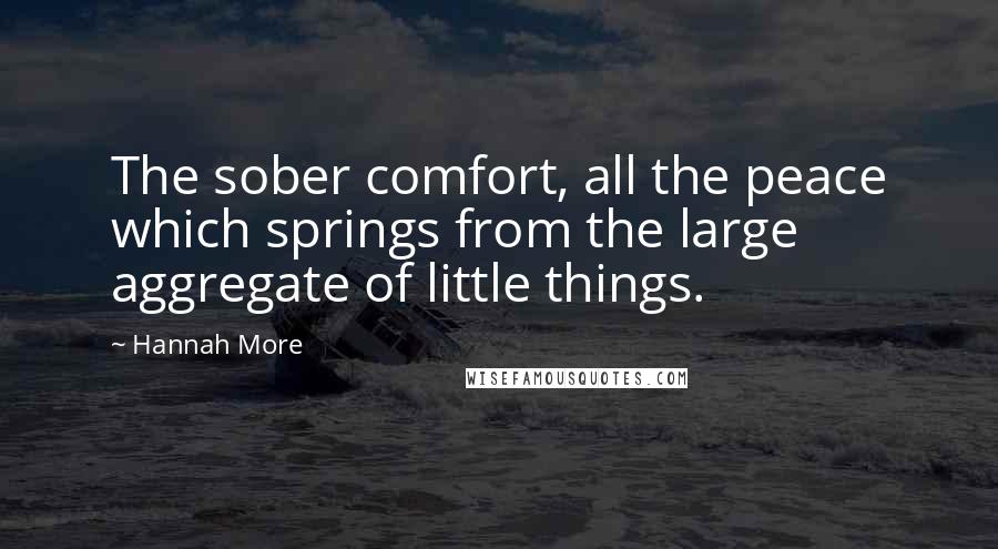 Hannah More Quotes: The sober comfort, all the peace which springs from the large aggregate of little things.