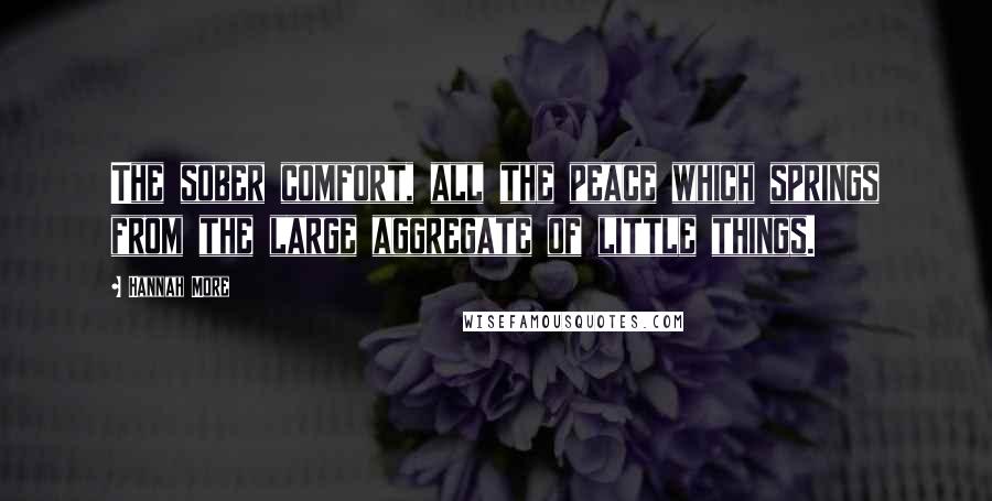 Hannah More Quotes: The sober comfort, all the peace which springs from the large aggregate of little things.