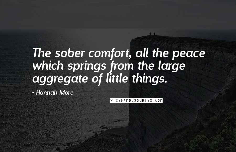 Hannah More Quotes: The sober comfort, all the peace which springs from the large aggregate of little things.