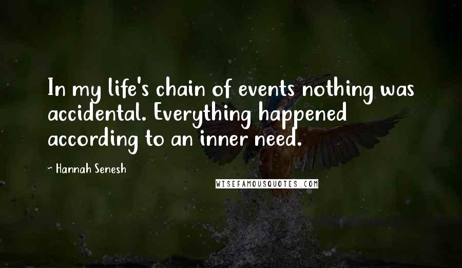 Hannah Senesh Quotes: In my life's chain of events nothing was accidental. Everything happened according to an inner need.