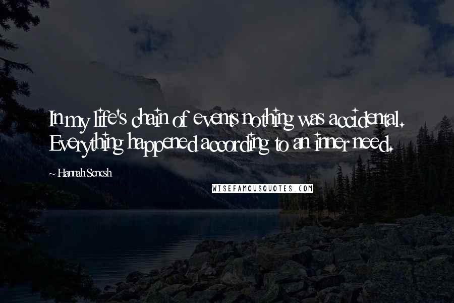 Hannah Senesh Quotes: In my life's chain of events nothing was accidental. Everything happened according to an inner need.