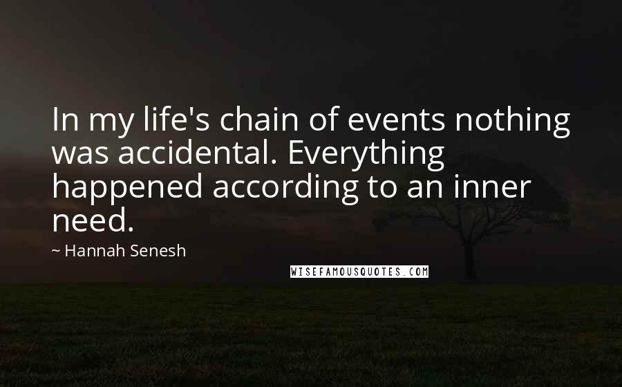 Hannah Senesh Quotes: In my life's chain of events nothing was accidental. Everything happened according to an inner need.