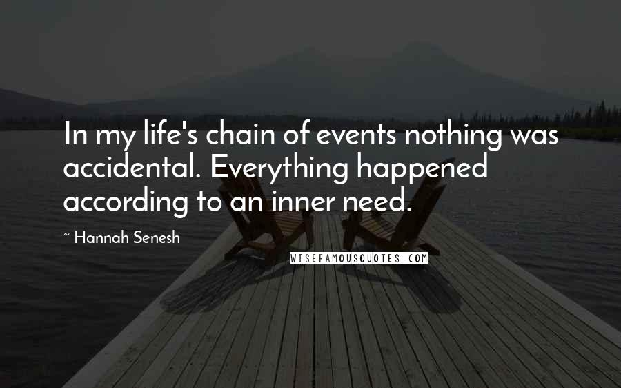 Hannah Senesh Quotes: In my life's chain of events nothing was accidental. Everything happened according to an inner need.