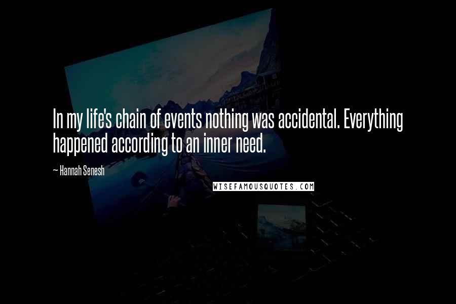 Hannah Senesh Quotes: In my life's chain of events nothing was accidental. Everything happened according to an inner need.