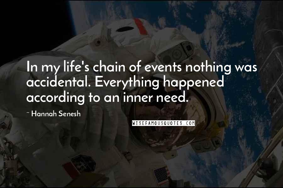 Hannah Senesh Quotes: In my life's chain of events nothing was accidental. Everything happened according to an inner need.