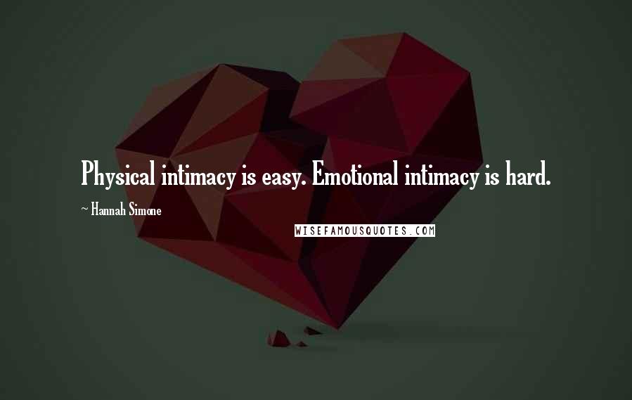 Hannah Simone Quotes: Physical intimacy is easy. Emotional intimacy is hard.