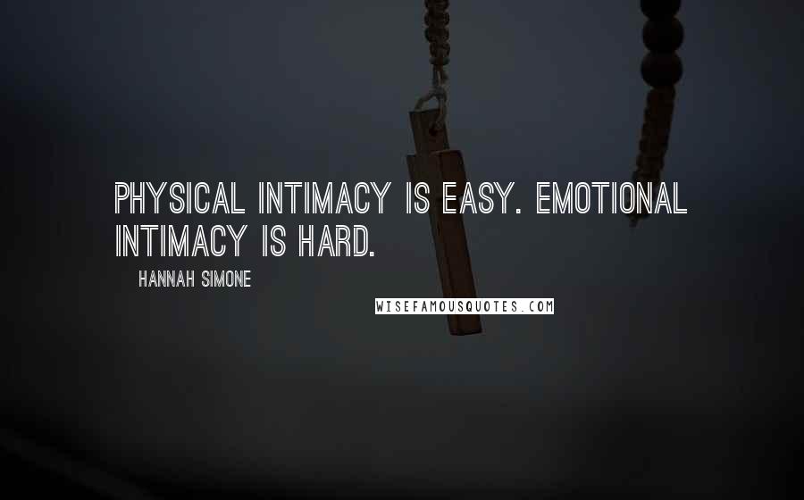 Hannah Simone Quotes: Physical intimacy is easy. Emotional intimacy is hard.